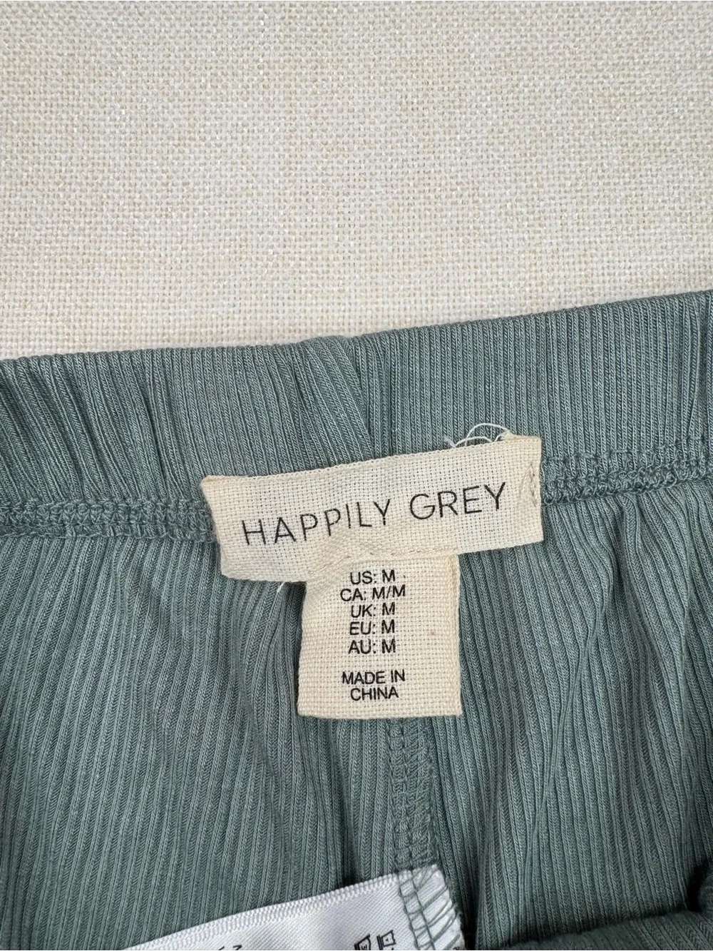 Happily Grey Lounge Shorts Womens Size M Sage Green Ribbed Pull-On